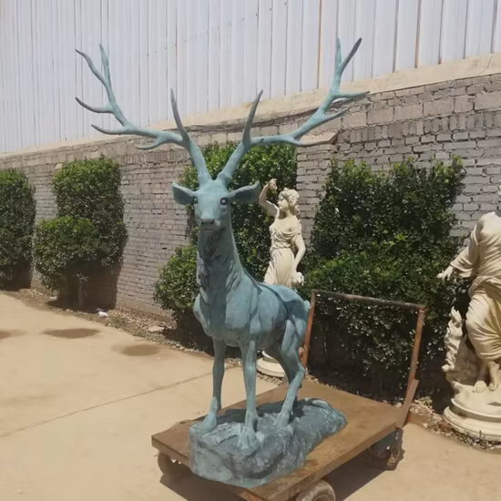 Garden Antique Animal Sculpture Life Size Bronze Deer Statue Sculptures