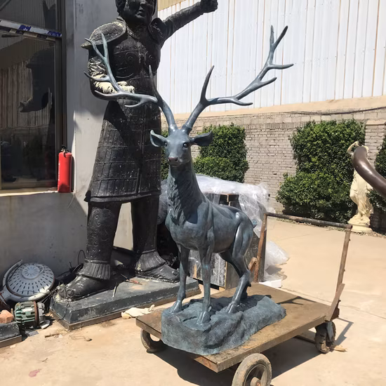 Garden Antique Animal Sculpture Life Size Bronze Deer Statue Sculptures