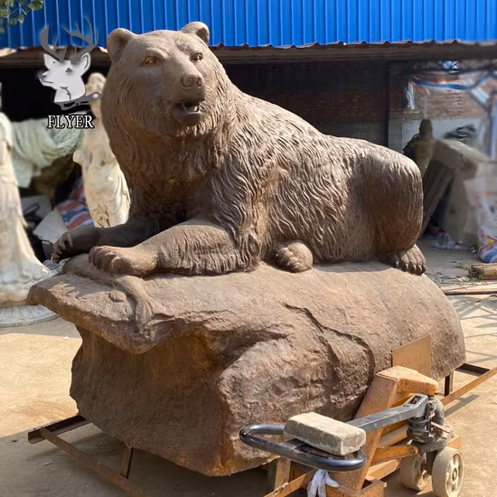 Statue d'ours en laiton et cuivre, décoration extérieure, artisanat en métal moderne, animaux sauvages, taille réelle, Statue d'ours en Bronze