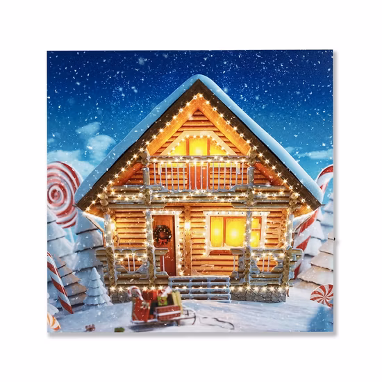 Maison éclairée par LED, scène d'hiver, toile de noël, Art mural pour décoration