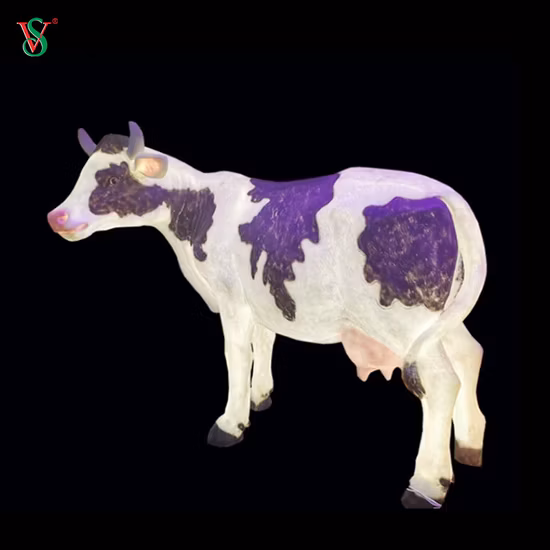 Sculpture de taureau de vache en fibre de verre de métiers d'art grandeur nature pour l'affichage de centre commercial
