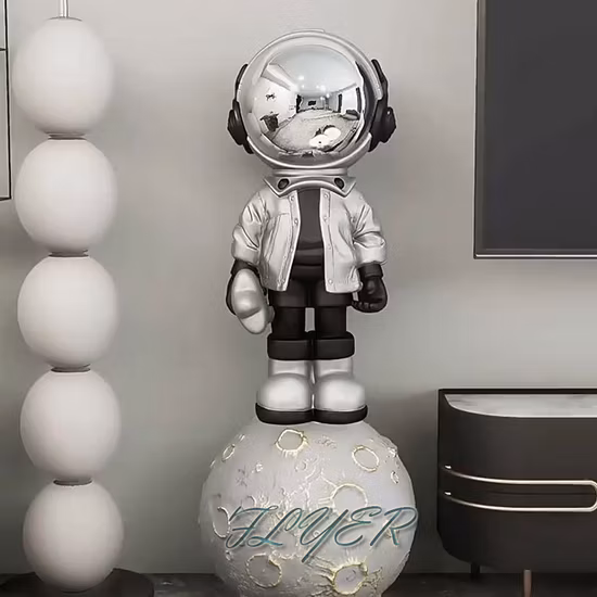 Statue d'astronaute en fibre de verre grandeur nature, décoration de maison en résine pour salon, conception populaire