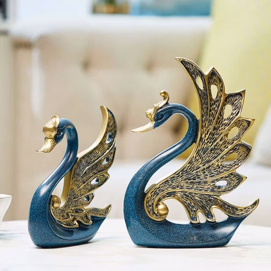 Décoration de maison, Sculpture moderne, bureau, Tables bon marché, ornement de cygne