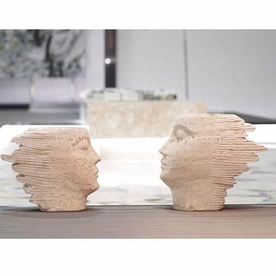 Sculpture de buste de statue de tête de marbre grec classique en pierre naturelle sculptée à la main pure