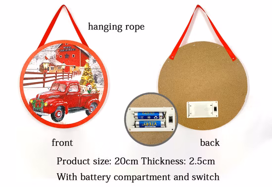 Toile décorative ronde de noël, vente en gros, Art mural, décoration de maison, lumière LED, Art mural