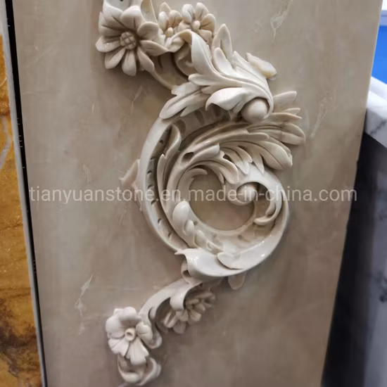 Sculpture sur pierre de marbre de soulagement de statue de fleur de sculpture pour la décoration murale